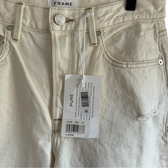 New! Frame Denim Le Original Off White Rips Jeans‎ Straight High Rise - Picture 3 of 7